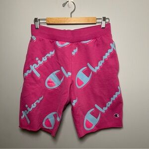 Champion Reverse Weave Sweat Shorts Mens Size‎ S Graphic Logo Pink Fuchsia